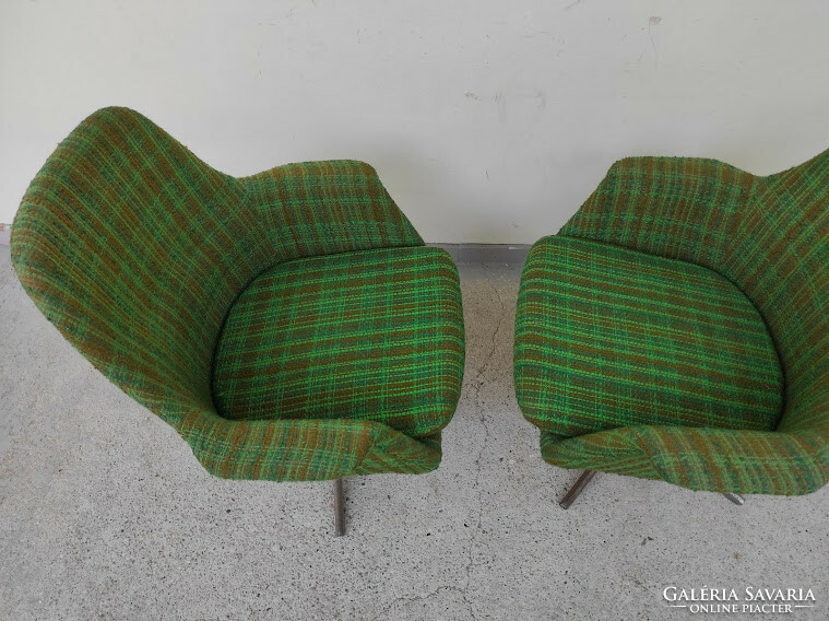 Retro armchair pair 2 pieces green upholstered swivel armchair chair furniture 5482
