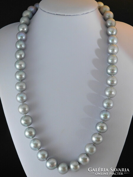 14K White Gold Beautiful Pearl Necklace with 9.7-10 Mm Large Pearls