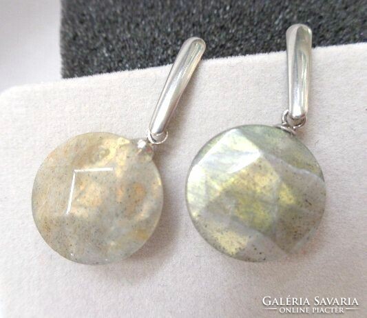 Labradorite gold-green earrings