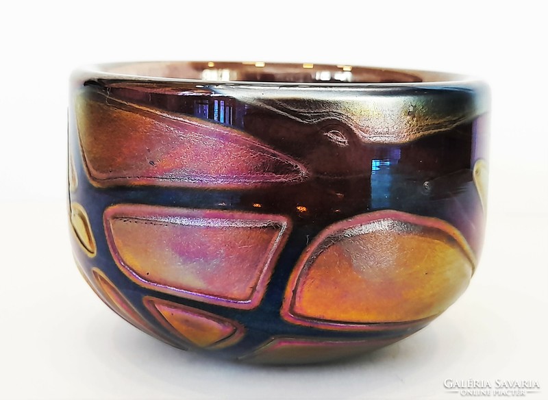 Iridescent artistic glass bowl - Phoenician glass, Malta