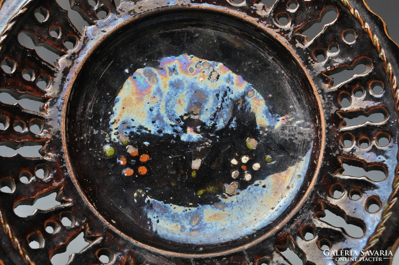 Mezőtúri donut plate with openwork edge, second half of the 19th century. Rare.