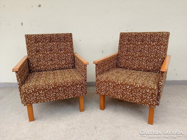 Retro furniture wooden armrest upholstered armchair chair 2 pieces 4943