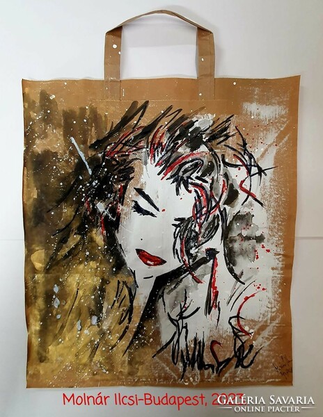 " Szatyor lány "  című munkám - akvarell /akril/marker festmény