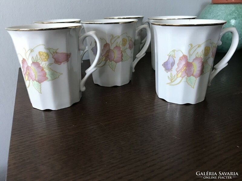 6 db retro fine Porcelain vintage teás csésze virág mintával