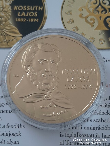 Kossuth Lajos 24 karátos arannyal bevont emlékérme UNC  2012 tanúsítvánnyal Nagy Magyarok sorozat