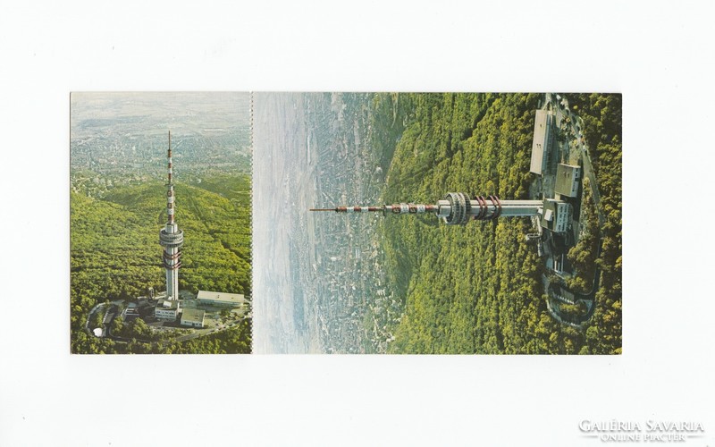 Pécs Tv kilátó és Eszpresszó képeslap és belépő (sarok lyukasztva) postatiszta