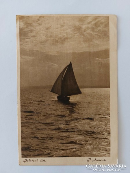 Old postcard 1925 Balaton photo postcard sailing
