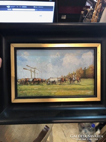 Gross J. olaj, kartonon festménye,20 x 35 cm-es nagyságú.