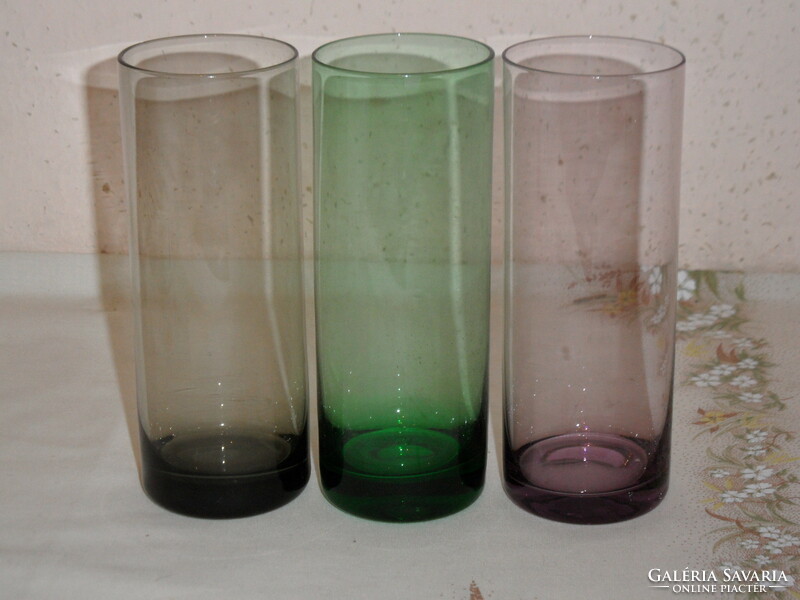 Retro colorful larger tube glass, glass ( 3 pcs. )