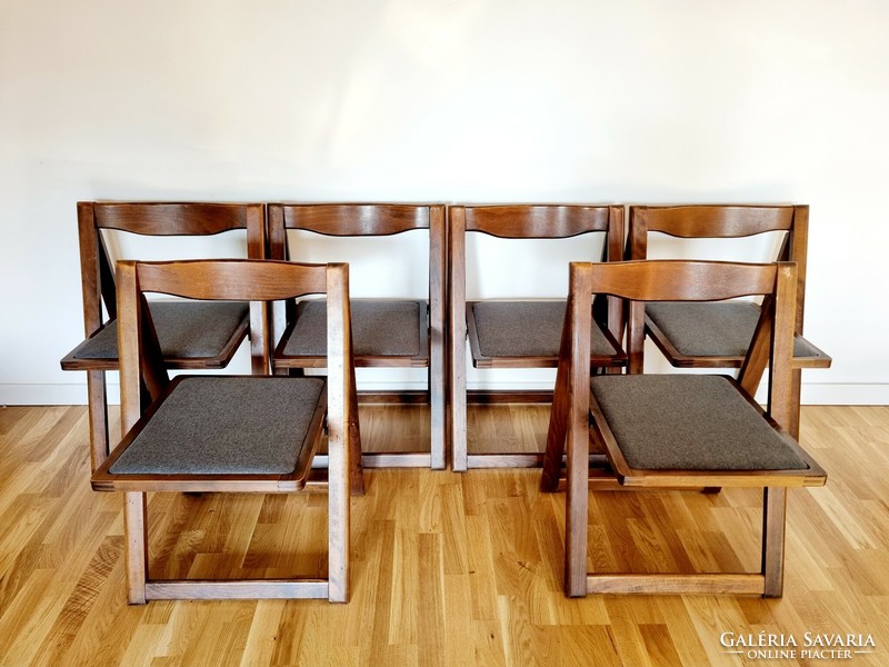 Mid-century modern folding solid wood chairs