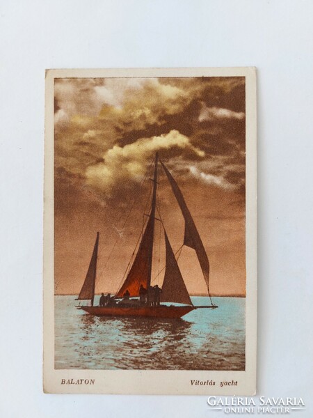 Old postcard 1943 Balaton postcard sailing yacht