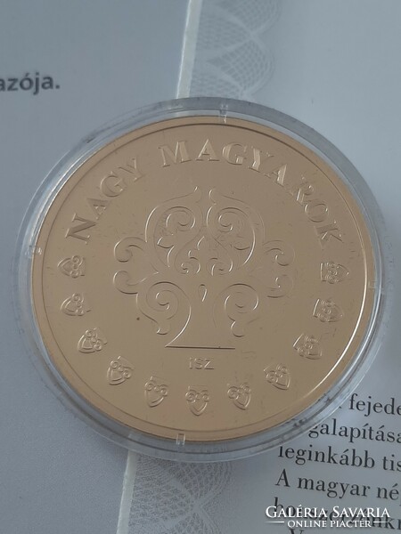 Prince Árpád, national hero of our country, commemorative medal coated with 24 carat gold in unc capsule 2012