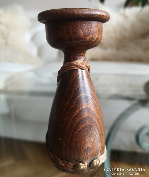 Wooden figure folk candle holder, solid walnut wood, handmade, folk