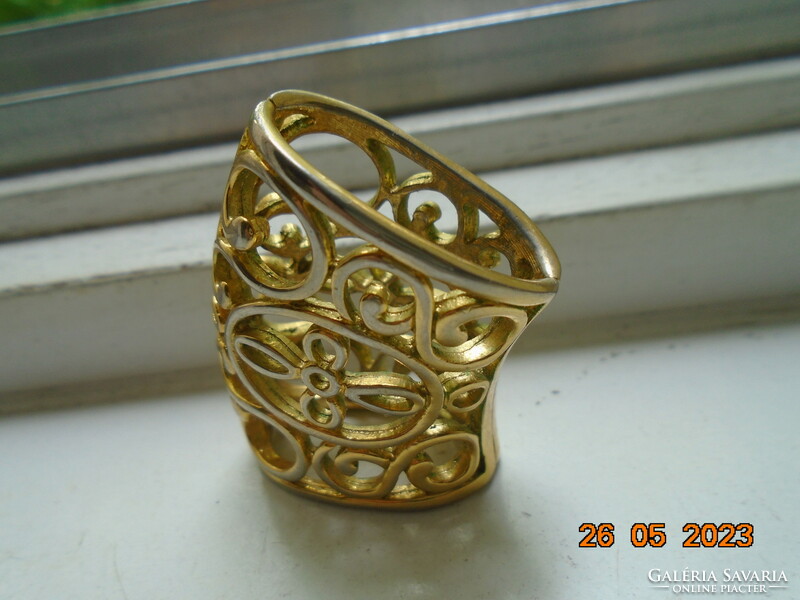 Gold-plated copper, filigree scarf ring, scarf buckle