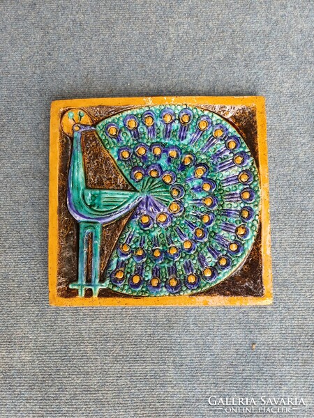 Rare Andróczi base peacock wall ceramic 41×40cm