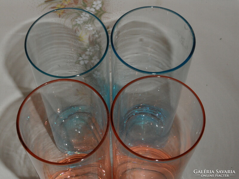 Retro színes nagyobb méretű csőpohár, pohár ( 4 db. )