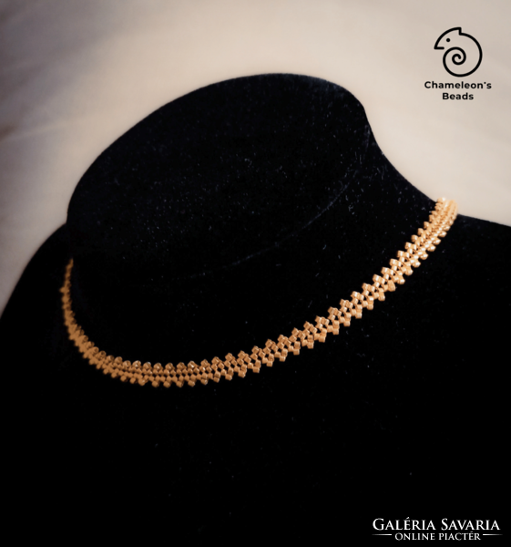 "Golden Beading Necklace" gyöngyfűzött arany nyakék