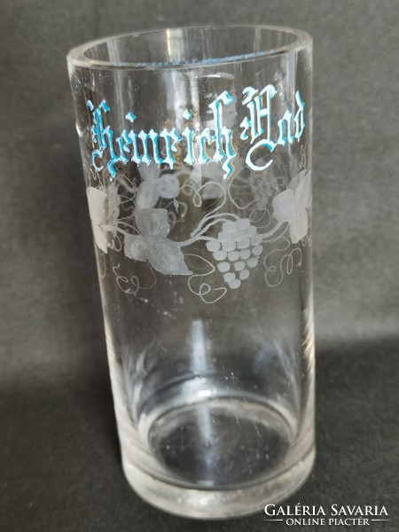Antique, Biedermeier enamel painted, polished glass goblet