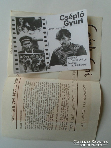 D195732  Cséplő Gyuri színes magyar film 1977 -fotó és kisméretű plakát-Kemény István, Schiffer Pál