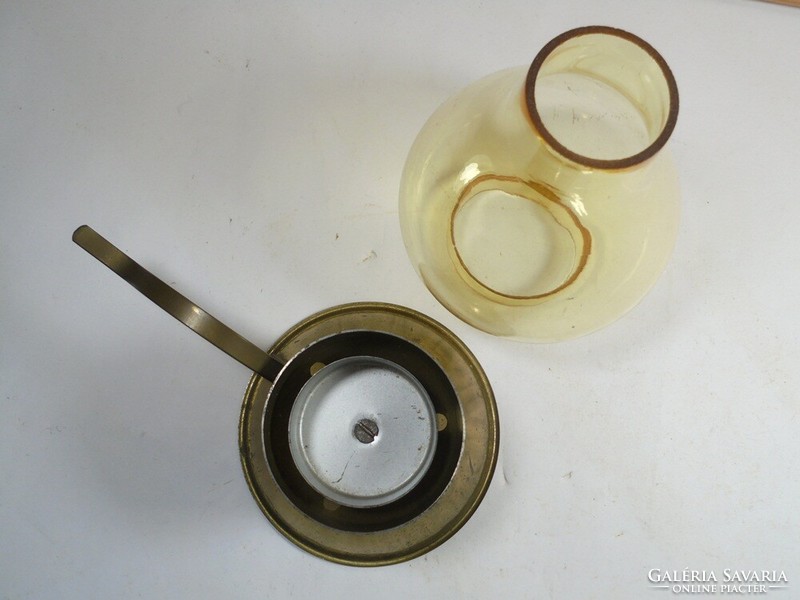 Retro Réz gyertyatartó üveg burával fogantyúval petróleum lámpa alakú - kb. 1970-80-as évek