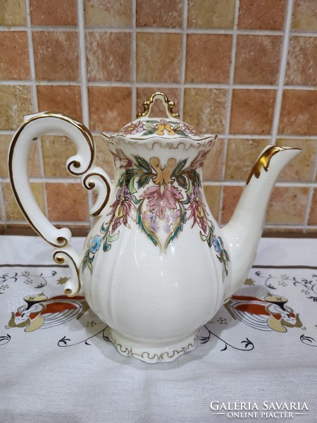 Zsolnay coffee pot with Hungarian decor