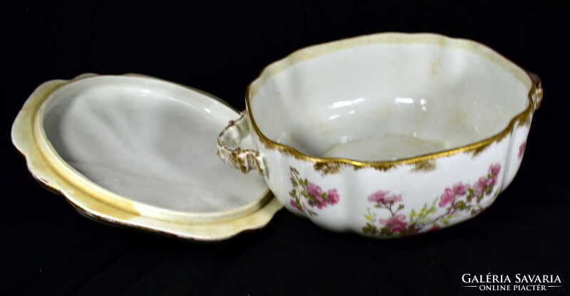 Fabulous and big! Antique French porcelain soup bowl with lid!