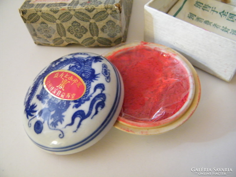 Oriental seal in red wax porcelain jar