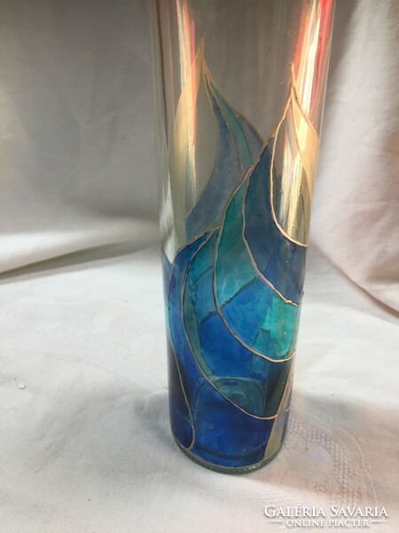 Beautiful, hand-painted glass bottle - n18