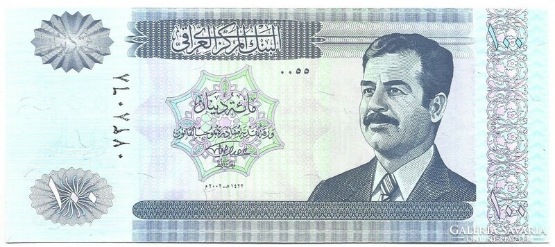 100 dinár dinars 2002 Irak UNC Szaddam