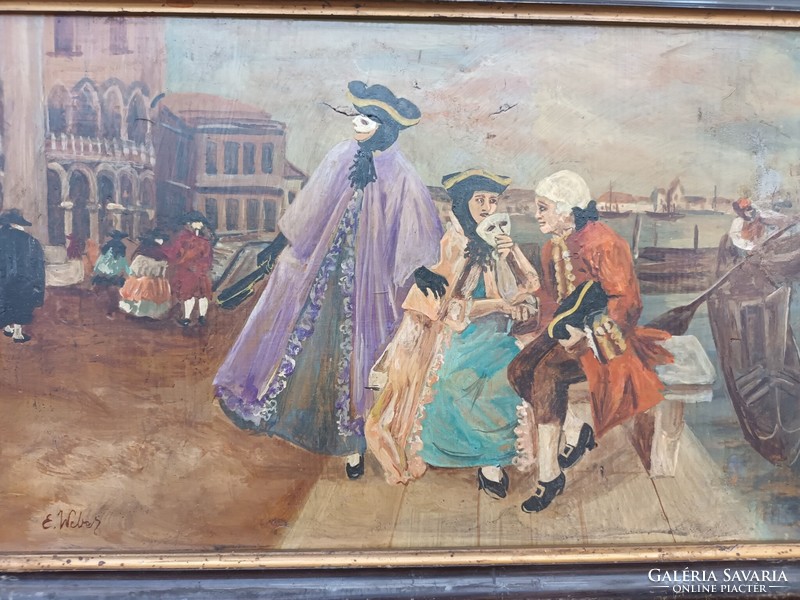 Antik Velencei Karnevál Festmény