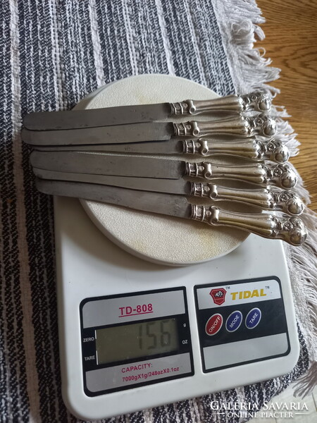 Antique silver-handled butter knife set (156 grams)