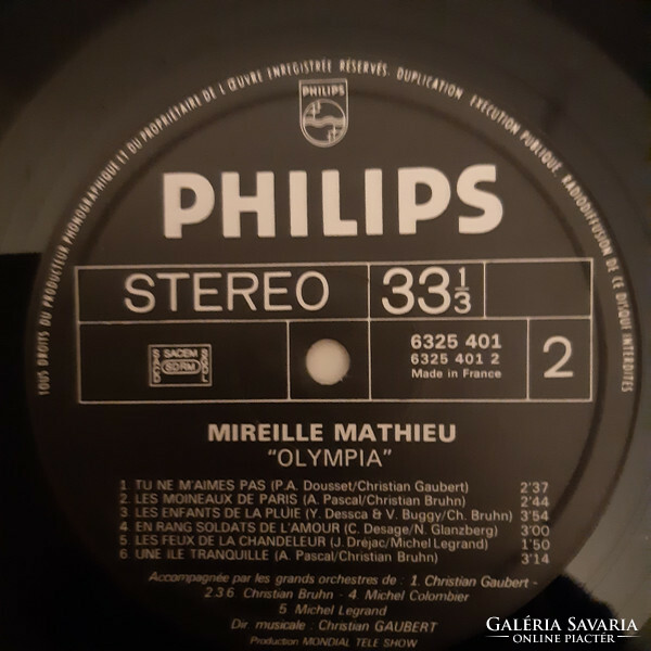 Mireille Mathieu – Olympia bakelit lemez