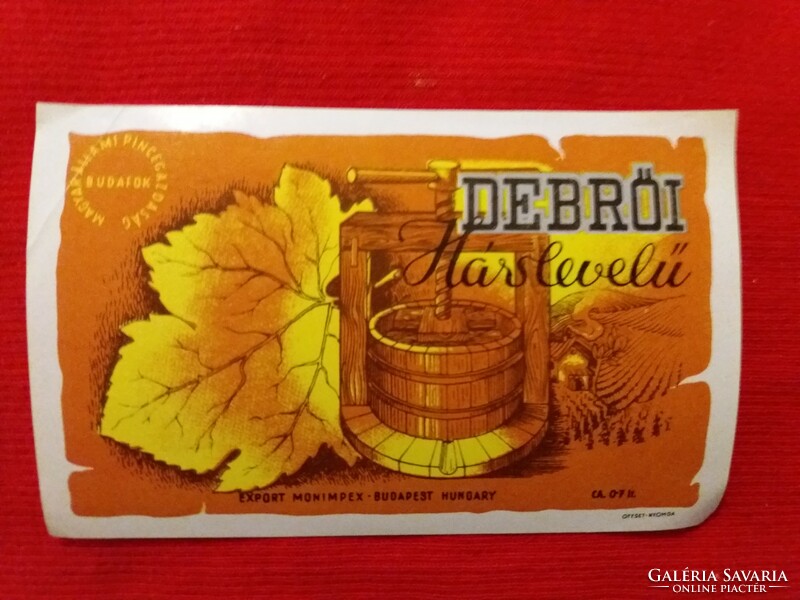 Old - Budafok - Debrő lime leaf wine 0.7 l drink label collector's condition according to the pictures