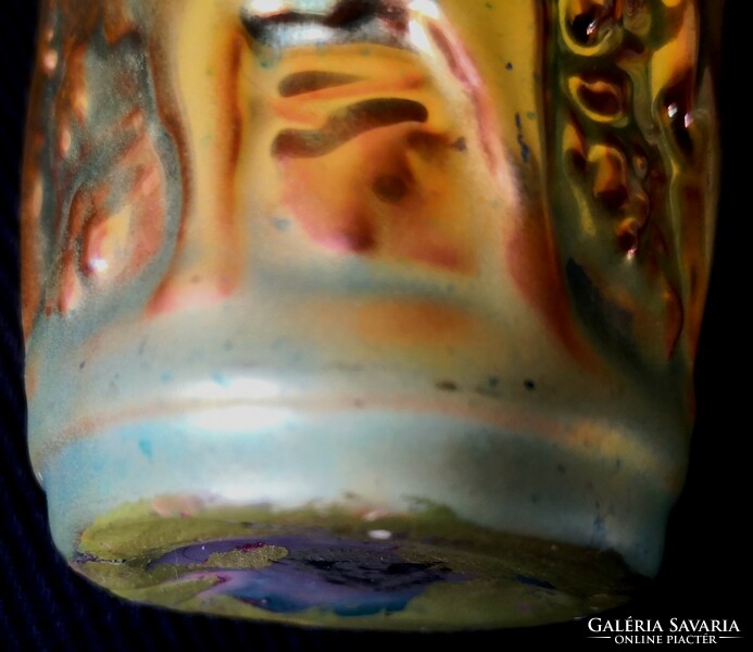 Dt/345. Zsolnay gold-eosin glazed vintage glass, vase