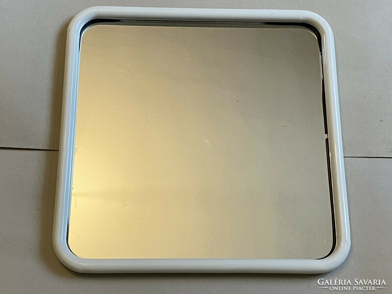White metal framed wall mirror 60 x 60 cm