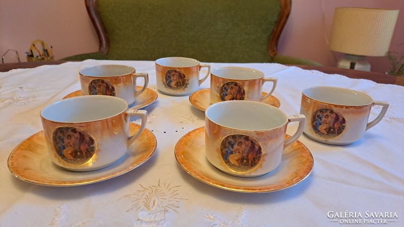 Mythological scene drasche tea cup + saucer