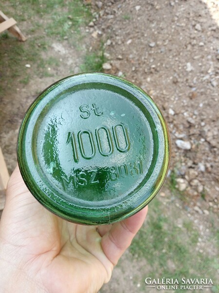 Régi gyógyszertári, zöld üveg, 1000 ml-es