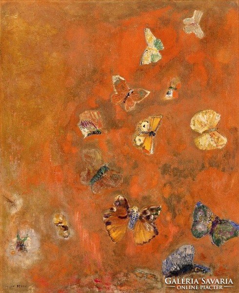 Odilon Redon Summoning the Butterflies 1911 reproduction canvas print colorful butterflies, also blindfolded!