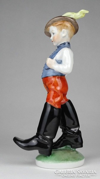 1N665 Régi Herendi hétmérföldes csizmás fiú porcelán figura 21 cm