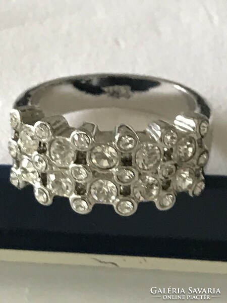 Marks & Spencer ring with brilliant crystals, platinum coating, 19 mm inner diameter,