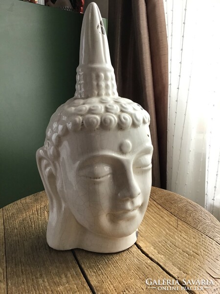 Mázas modern nepáli Buddha kerámia fej szobor