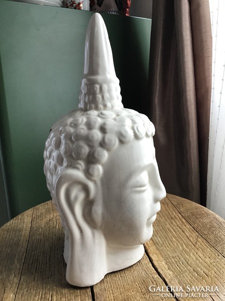 Glazed modern Nepalese Buddha ceramic head statue