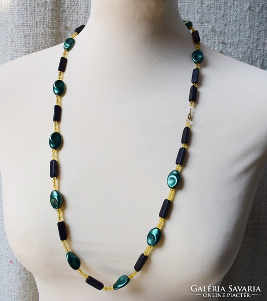 Old necklace retro jewelry 78 cm with colorful glass beads jewelry