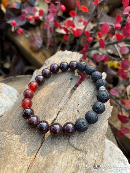 Auxiliary garnet-carnelian aromatherapy bracelet with lava stones