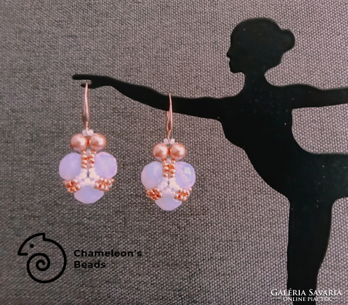"Rose Opal Heart of India Beading Earrings" indiai stílusú rózsa opál színű gyöngyfűzött fülbevaló