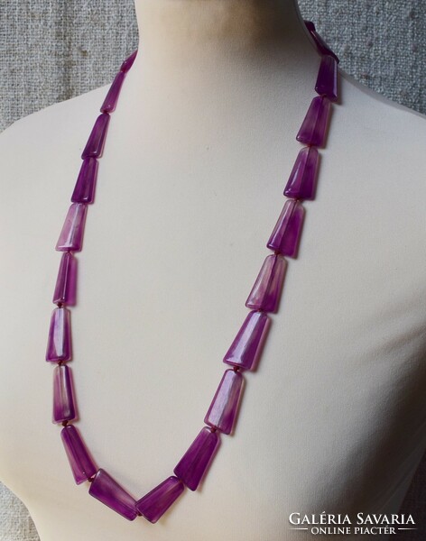 Old necklace retro jewelry 72 cm with purple plastic beads jewelry