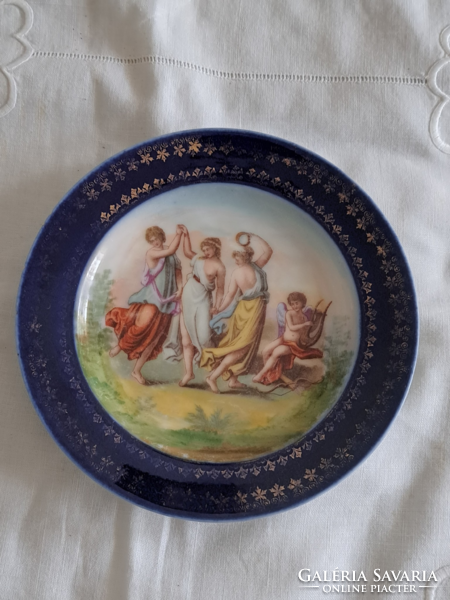 Antique altwien and victoria austria blue edged genre scene on porcelain plate