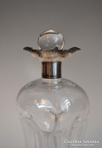 Glass pourer with silver neck