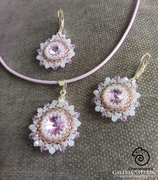 "Violet Lilac-Alabaster Mandala Beading Set" Swarovski kristályos viola lila gyöngyfűzött szett