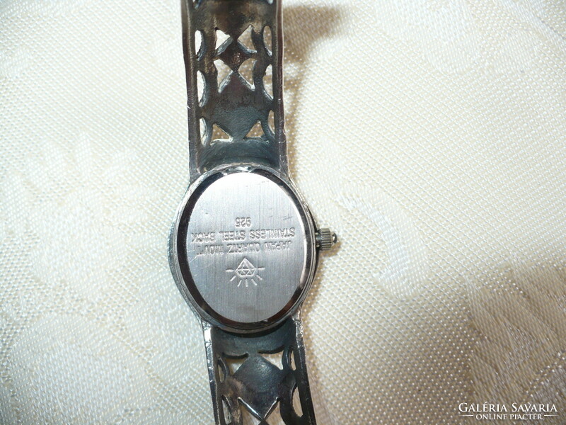 Silver watch with marcasite stones and a silver ring with marcasite stones